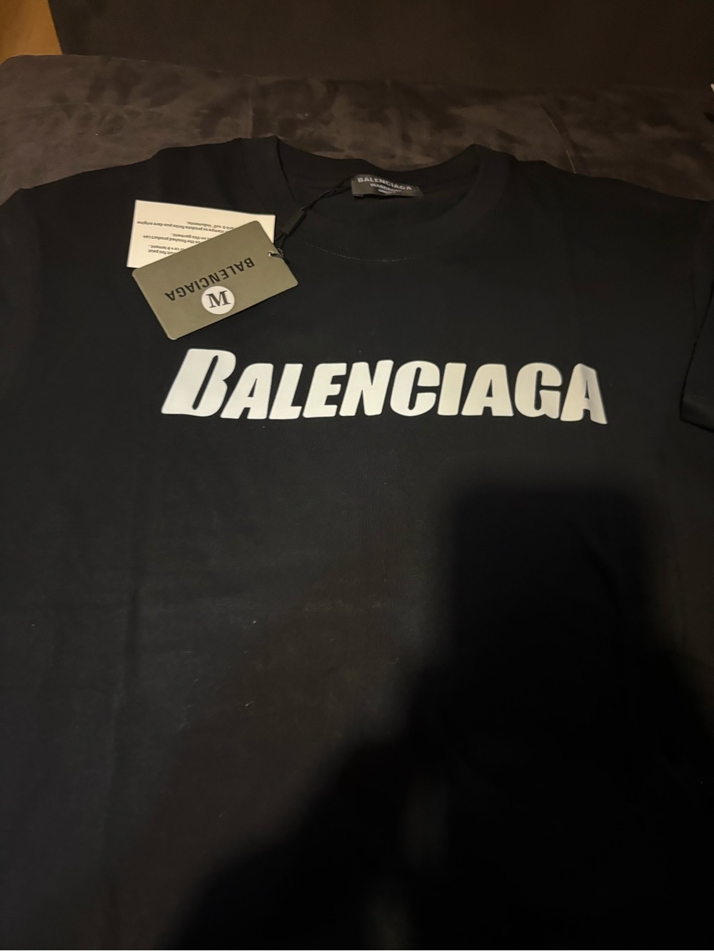 Balenciaga Black Tee with White Logo Print